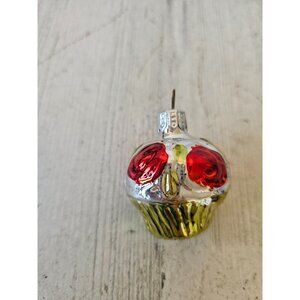 Vintage rose bouquet basket Mercury glass ornament mini Xmas tree